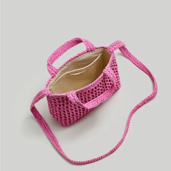 Madewell The Small Transport Retro Pink Straw Edition Crossbody Bag NWT - Picture 3 of 8